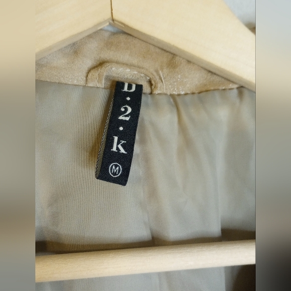 Vintage D2K 100% Suede Leather Tan Blazer Lined Jacket Shine Distress Factory M - Picture 5 of 12